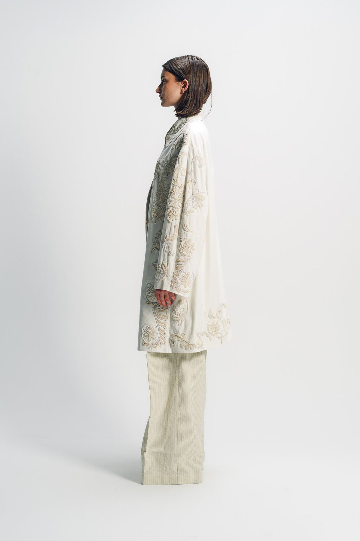 DRIES VAN NOTEN | EMBROIDERED A-LINE COAT