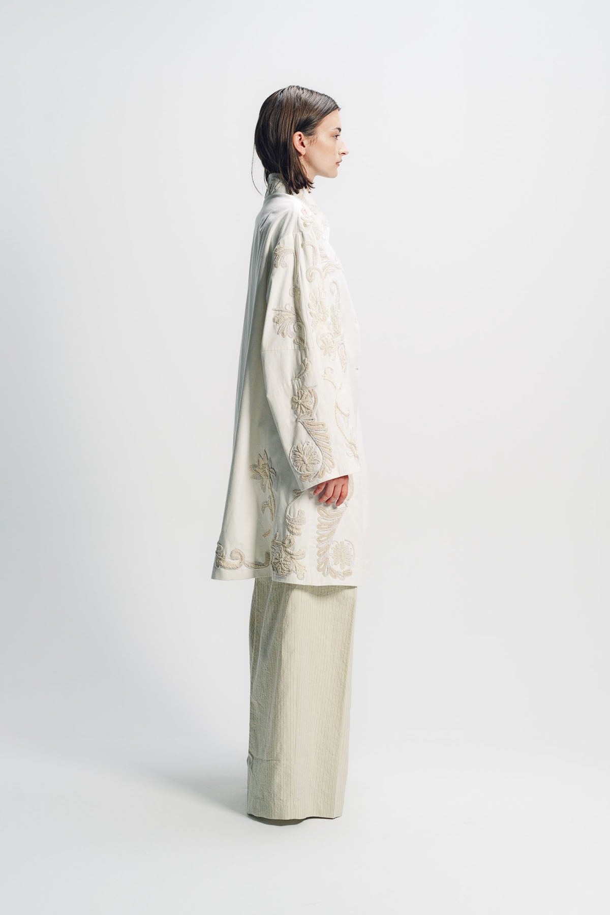 DRIES VAN NOTEN | EMBROIDERED A-LINE COAT