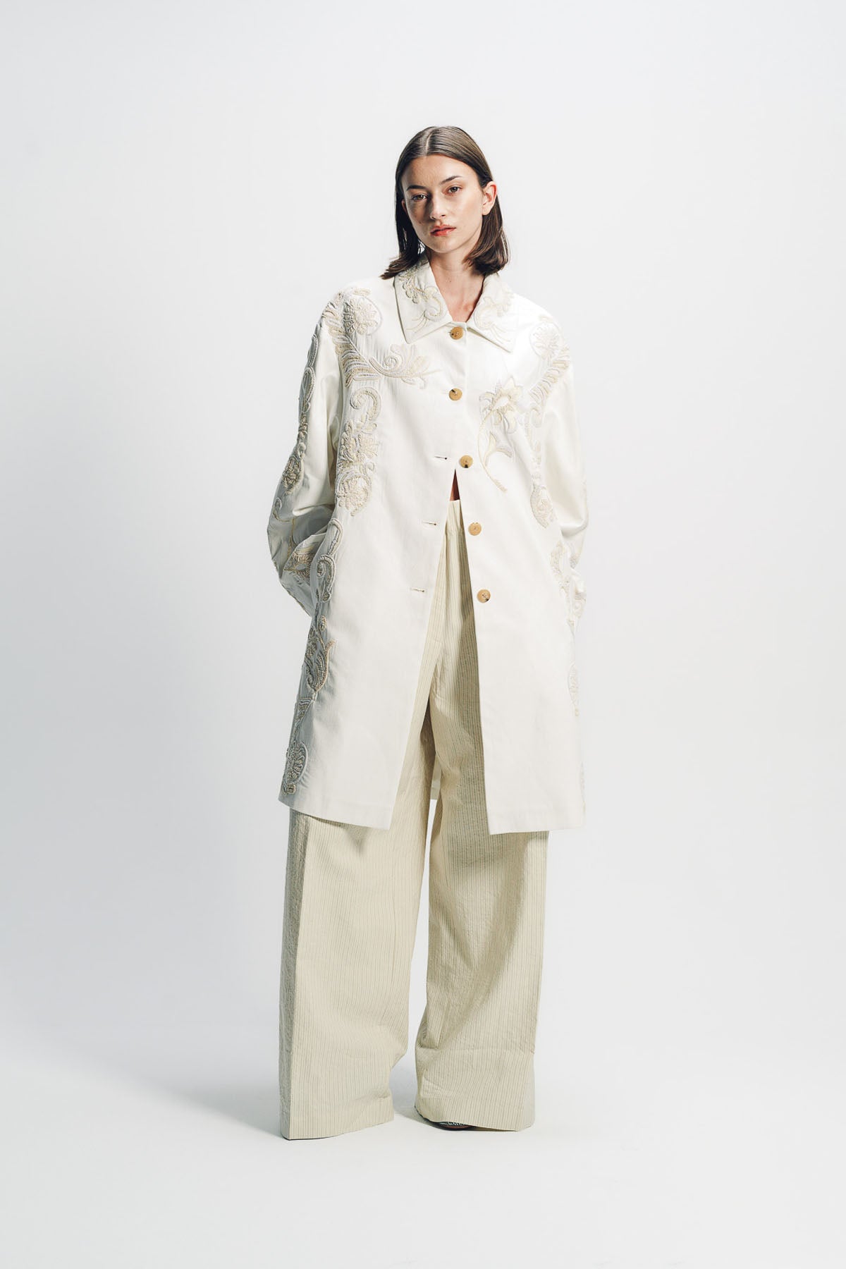 DRIES VAN NOTEN | EMBROIDERED A-LINE COAT