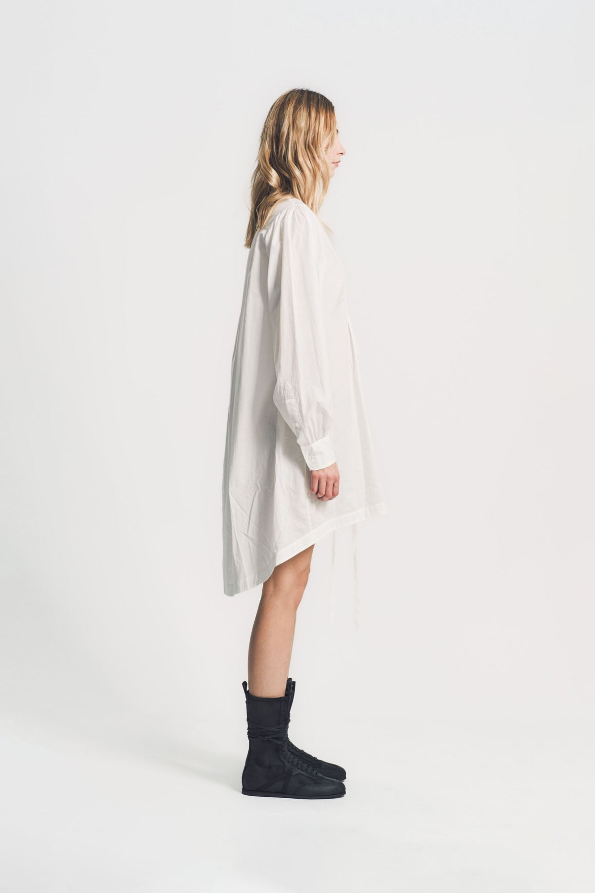 ANN DEMEULEMEESTER | DOT WRINKLED CROPPED LONG SLEEVE TOP
