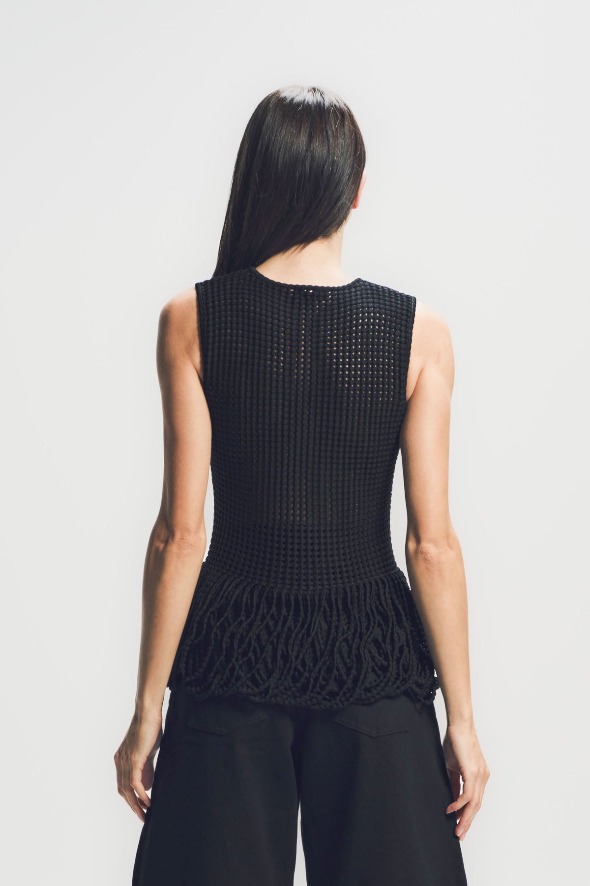 ALAÏA | BEAD KNIT PEPLUM TANK TOP