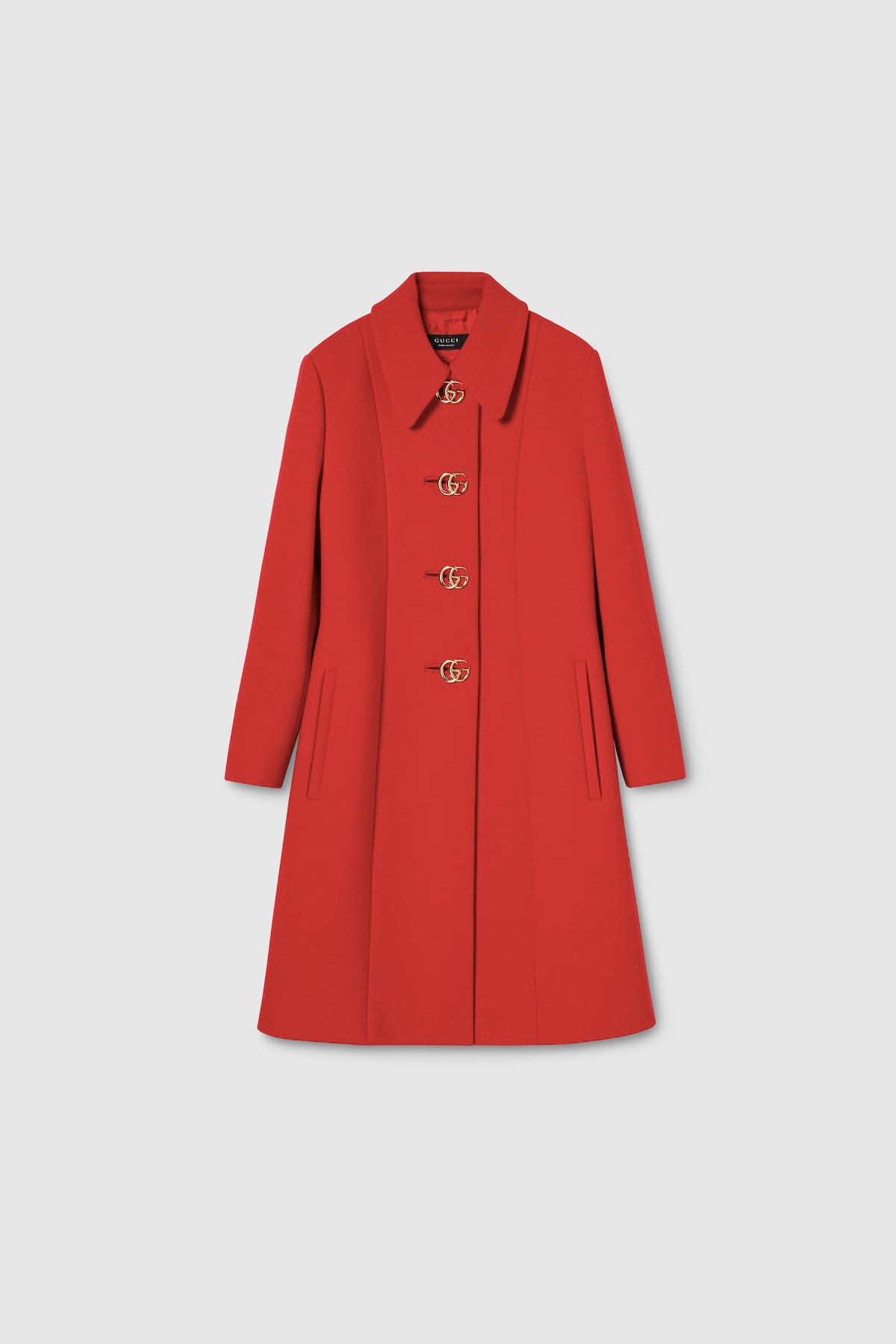 GUCCI | WOOL NATTÉ COAT WITH DOUBLE G BUTTON
