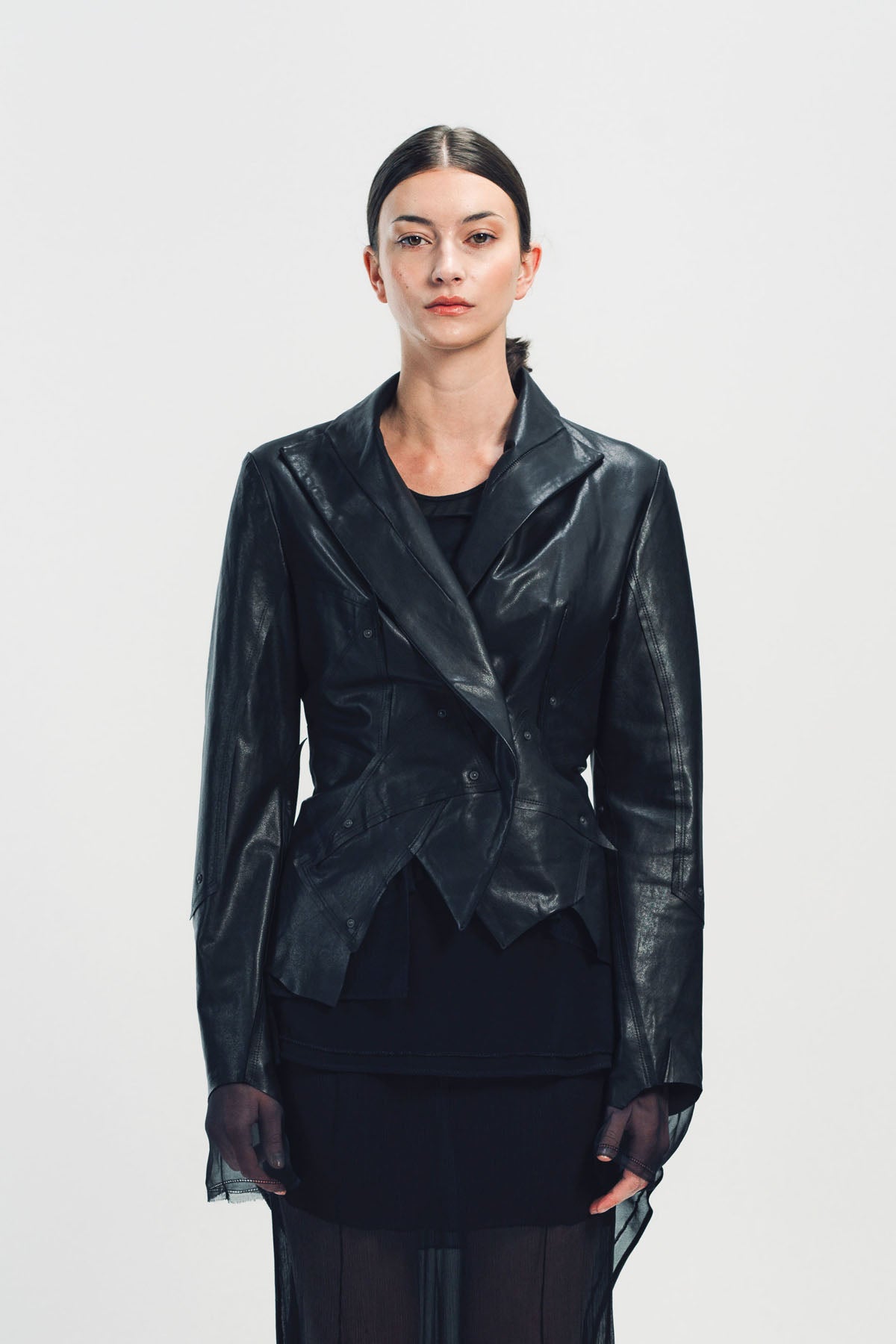 YEHUAFAN | ASYMMETRIC LEATHER JACKET