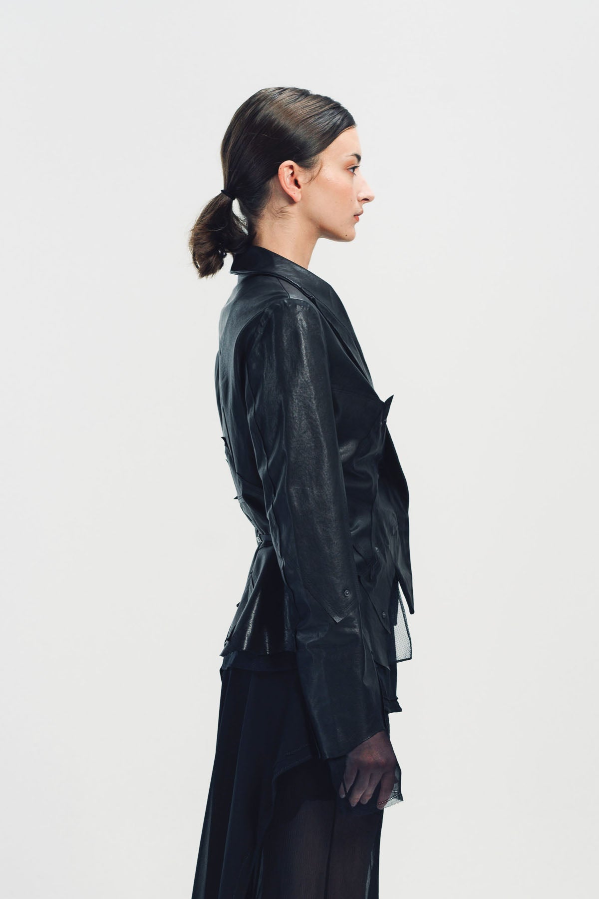 YEHUAFAN | ASYMMETRIC LEATHER JACKET