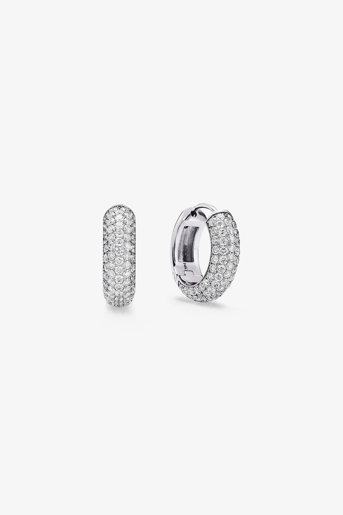 ALEX MOSS | WHITE GOLD HUGGIE EARRINGS