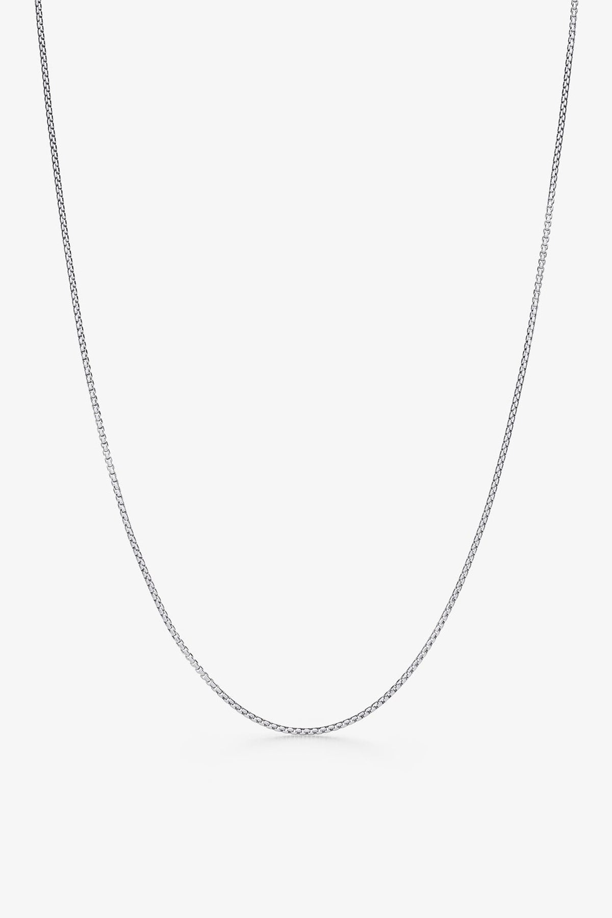 ALEX MOSS | WHITE GOLD ROUND BOX NECKLACE 20"