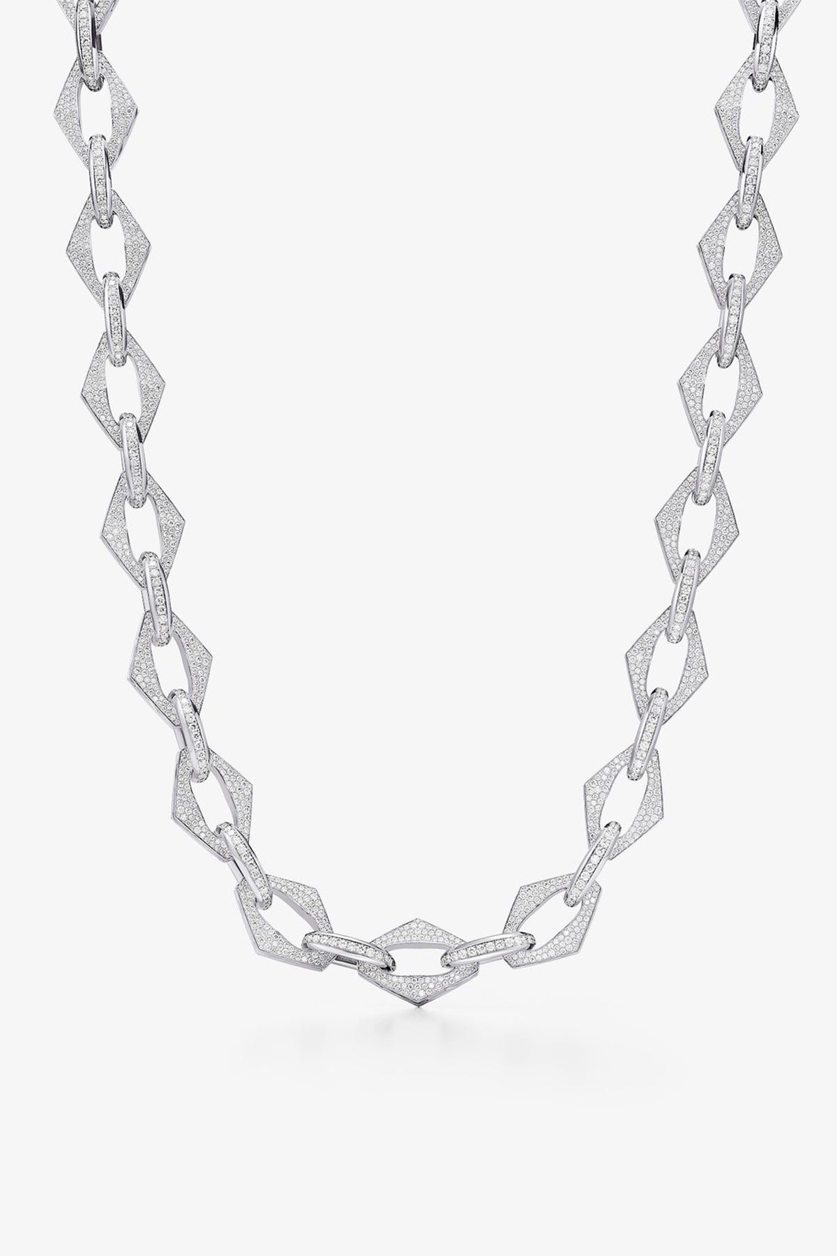 ALEX MOSS | WHITE GOLD GEO-LINK LARGE NECKLACE 22"