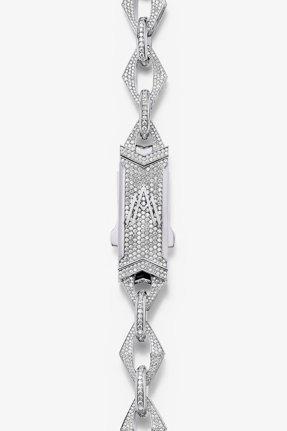 ALEX MOSS | WHITE GOLD GEO-LINK LARGE NECKLACE 22"