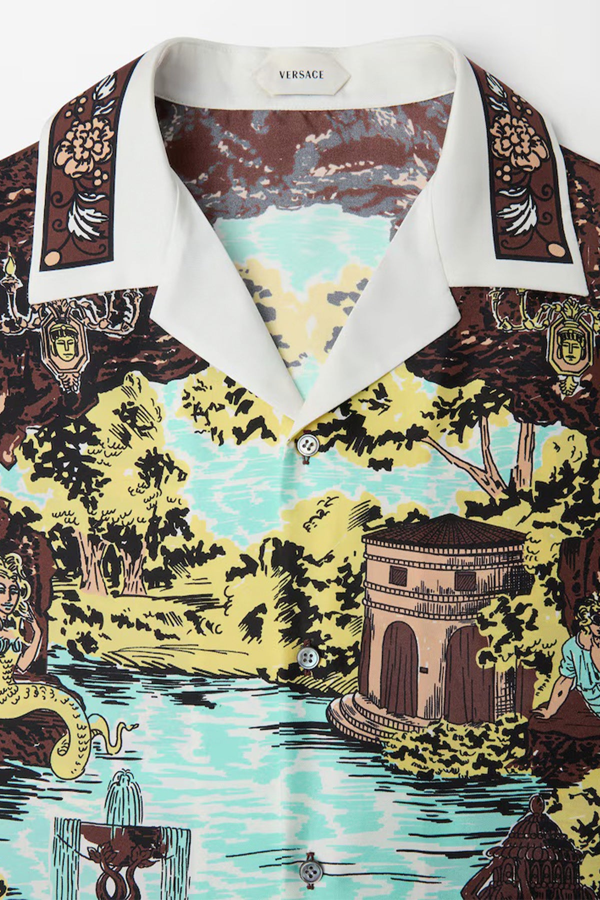VERSACE | Printed Silk Twill Slim Shirt