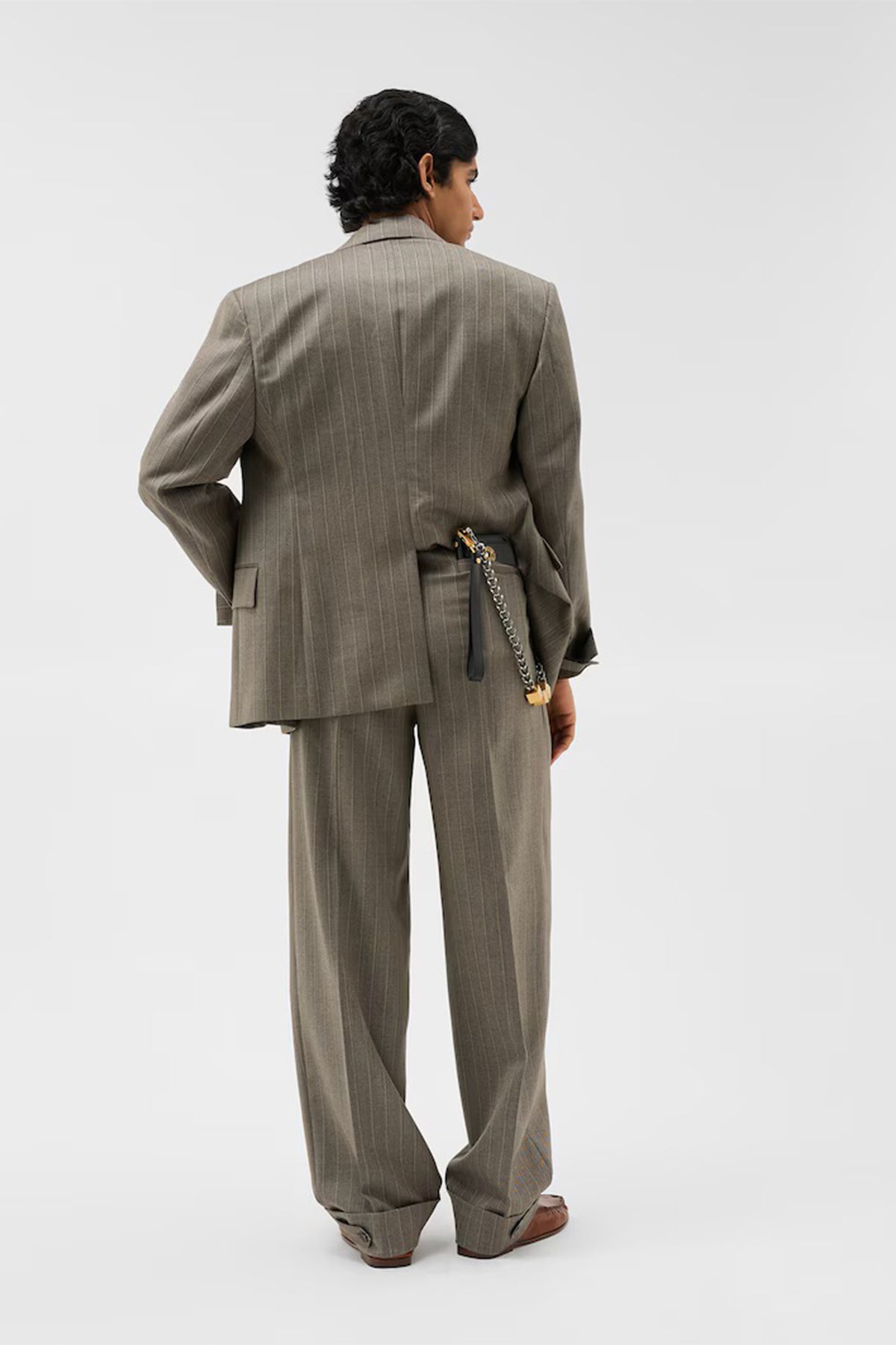 VERSACE | Pinstripe Wool Twill Oversized Pants