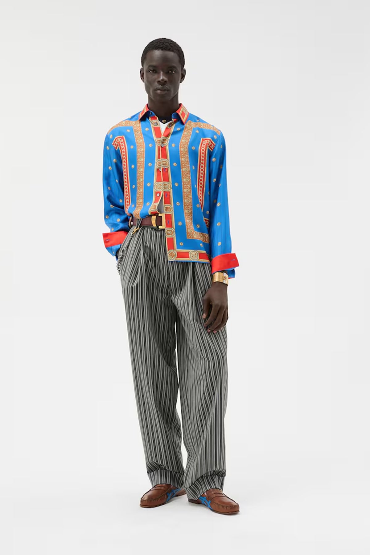 VERSACE | WOOL STRIPE PANTS