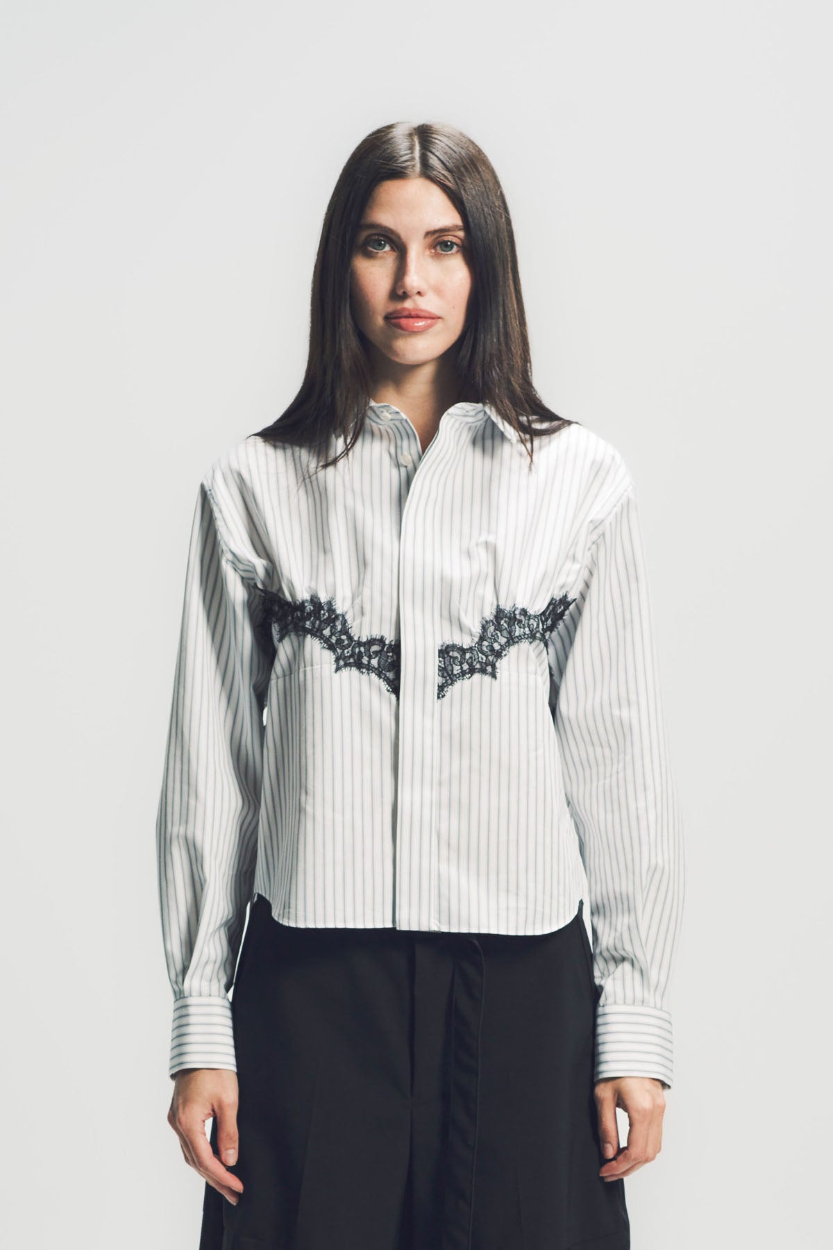 SACAI | STRIPE POPLIN LONG SLEEVE SHIRT