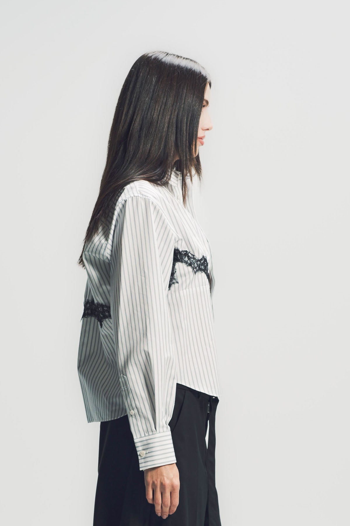SACAI | STRIPE POPLIN LONG SLEEVE SHIRT
