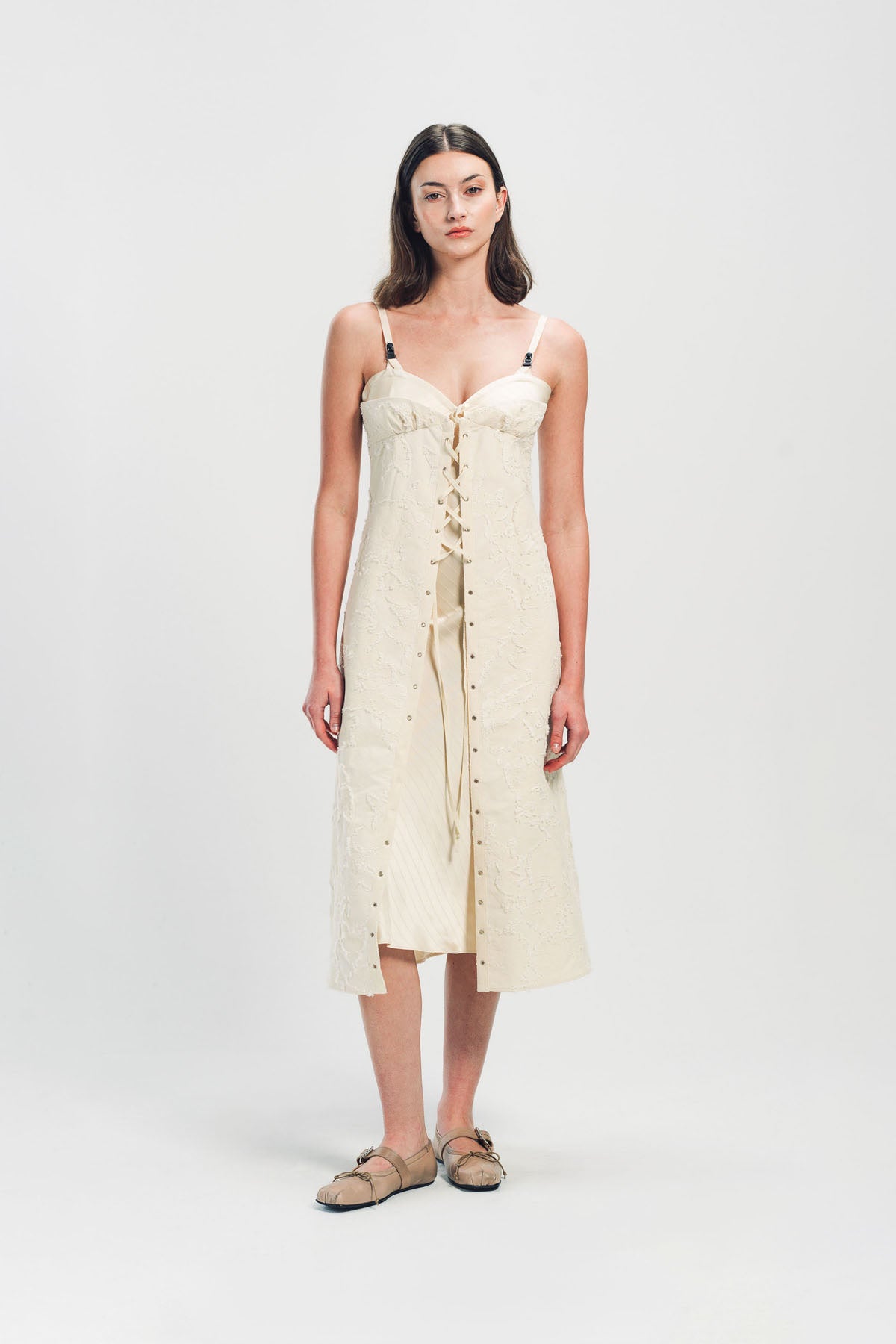 MERUERT TOLEGEN | DOUBLE CUP LIQUID JACQUARD DRESS