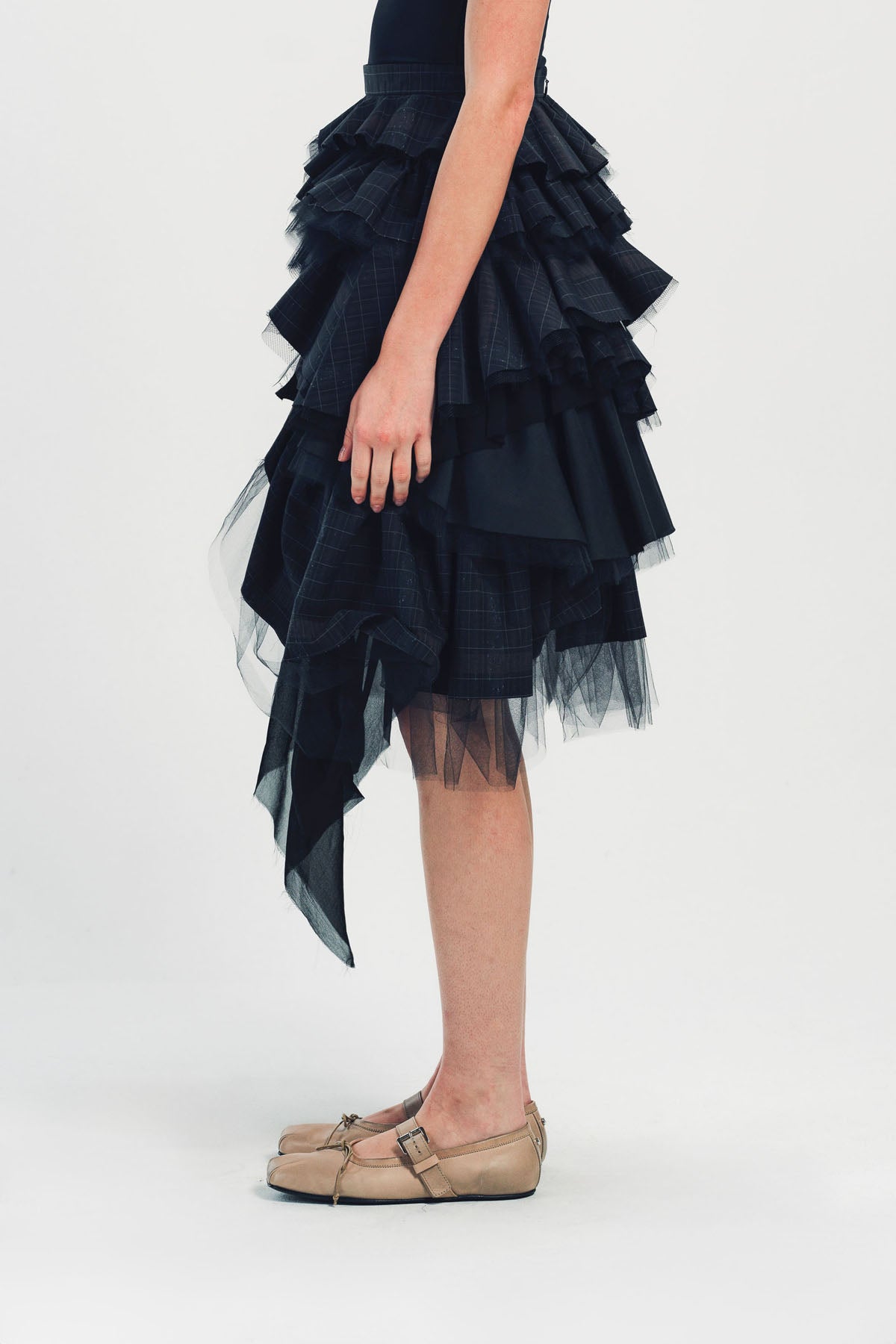 MERUERT TOLEGEN | PLAID LAYERED SKIRT
