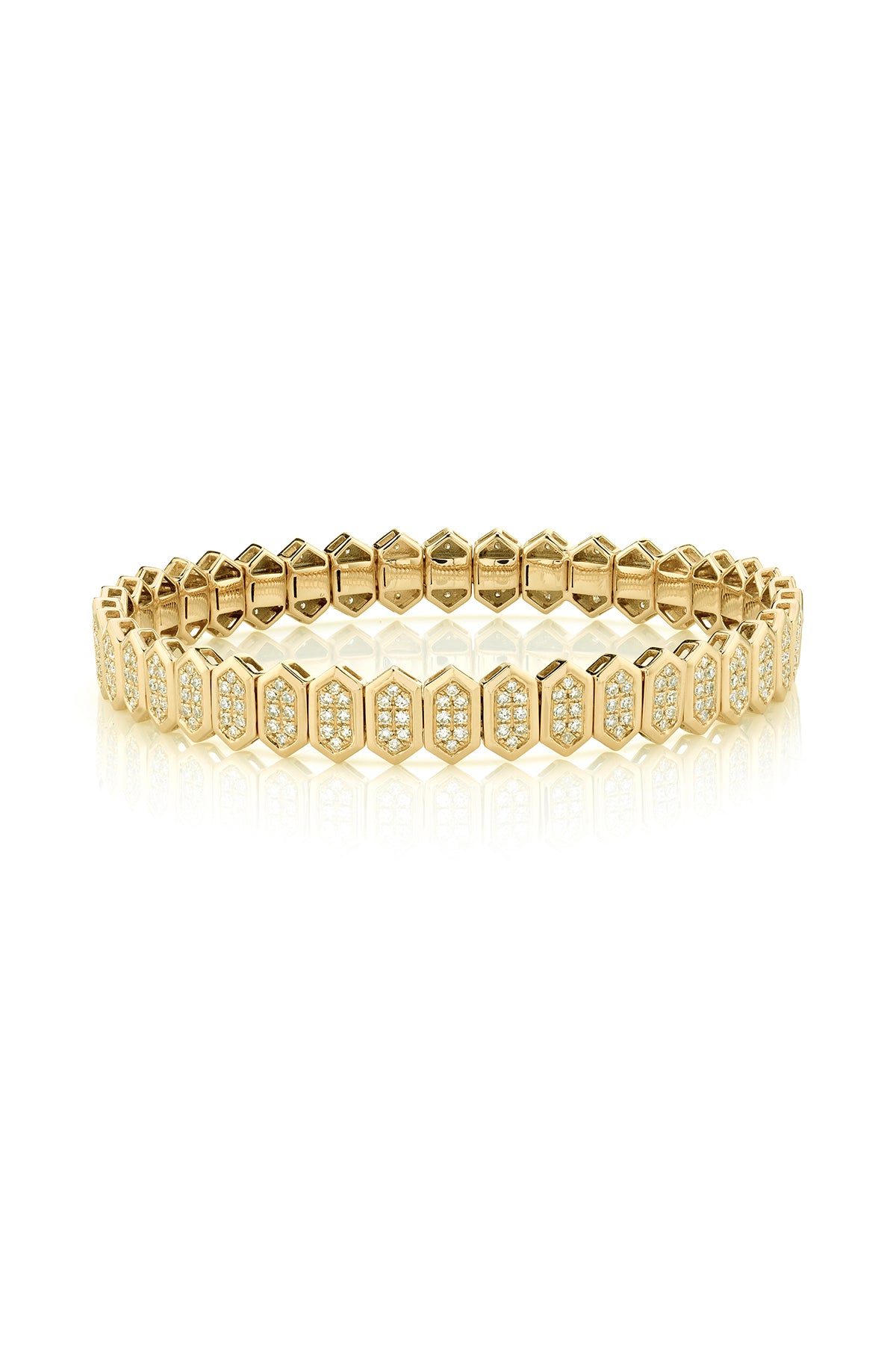 SHAY | YELLOW GOLD DIAMOND ELONGATED HEXAGON STRETCH BRACELET 8MM