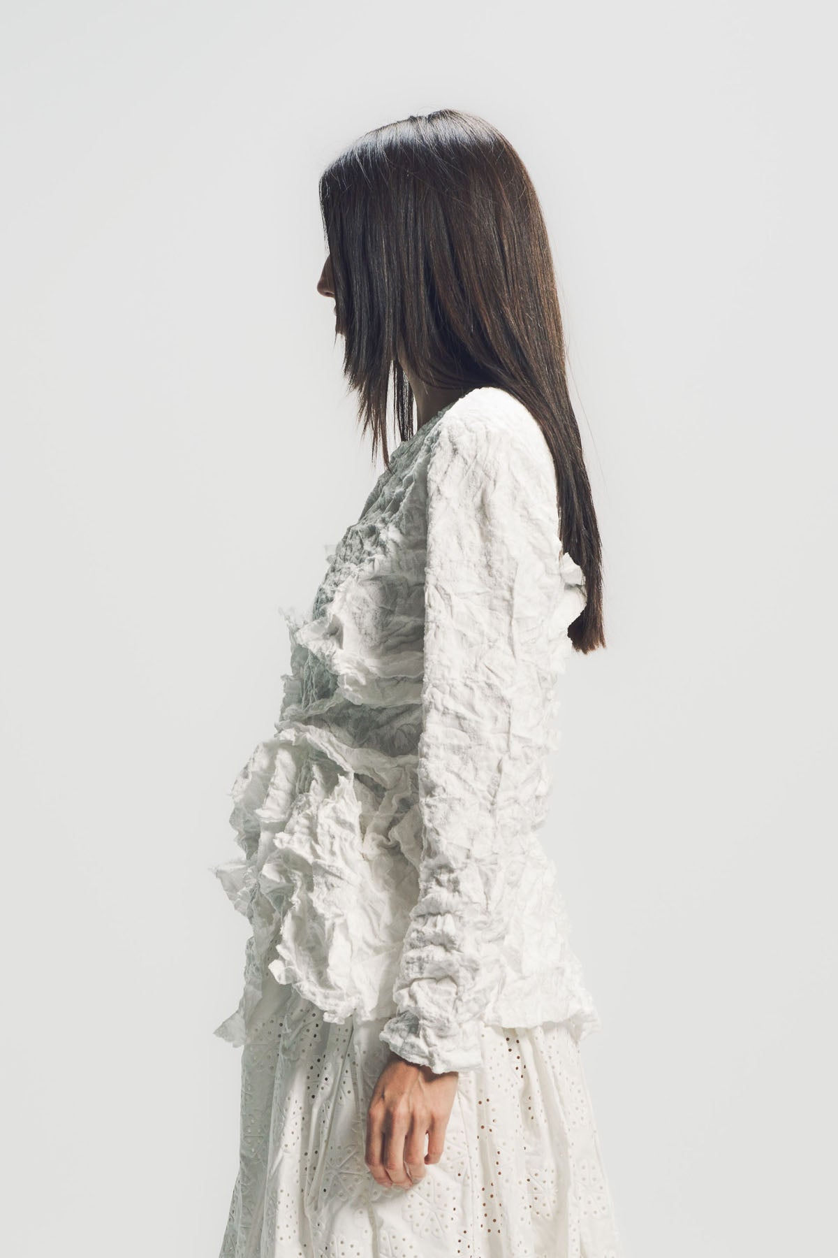 COMME DES GARCONS | PILLED LACE LONG SLEEVE TOP