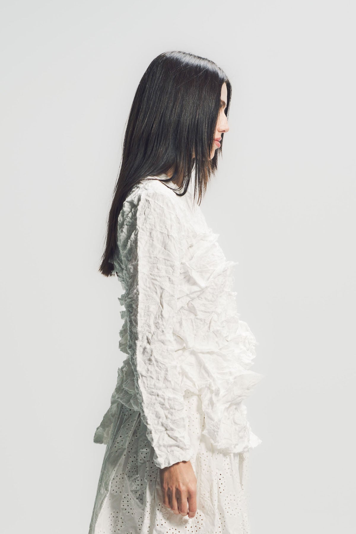 COMME DES GARCONS | PILLED LACE LONG SLEEVE TOP