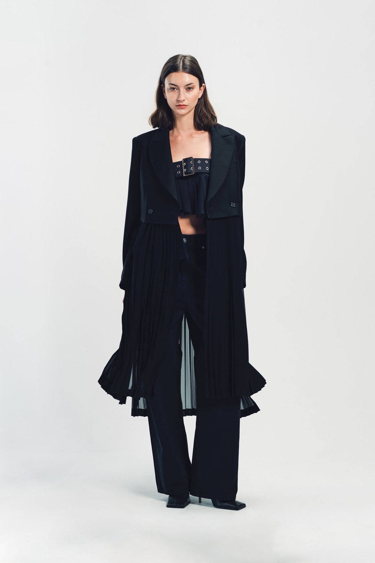NOIR KEI NINOMIYA | MOHAIR X POLY PLEATED COAT