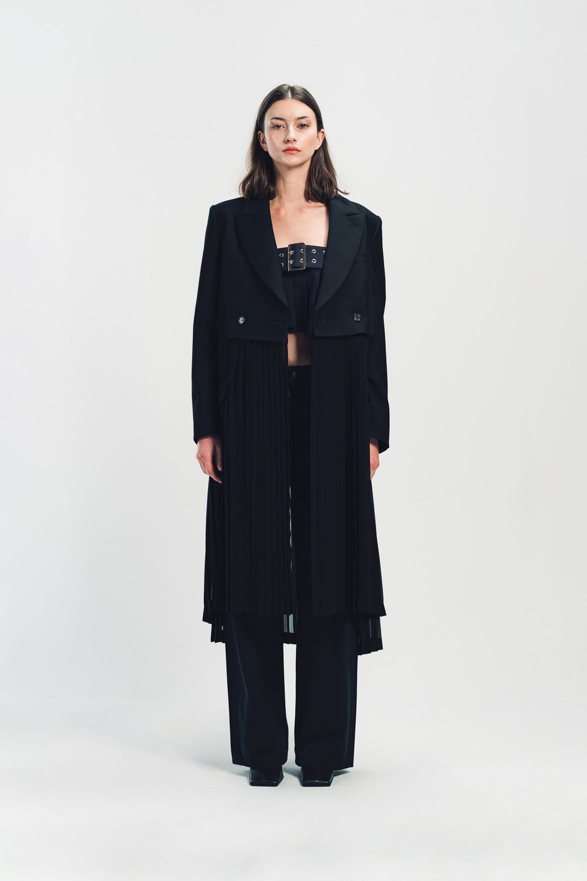 NOIR KEI NINOMIYA | MOHAIR X POLY PLEATED COAT