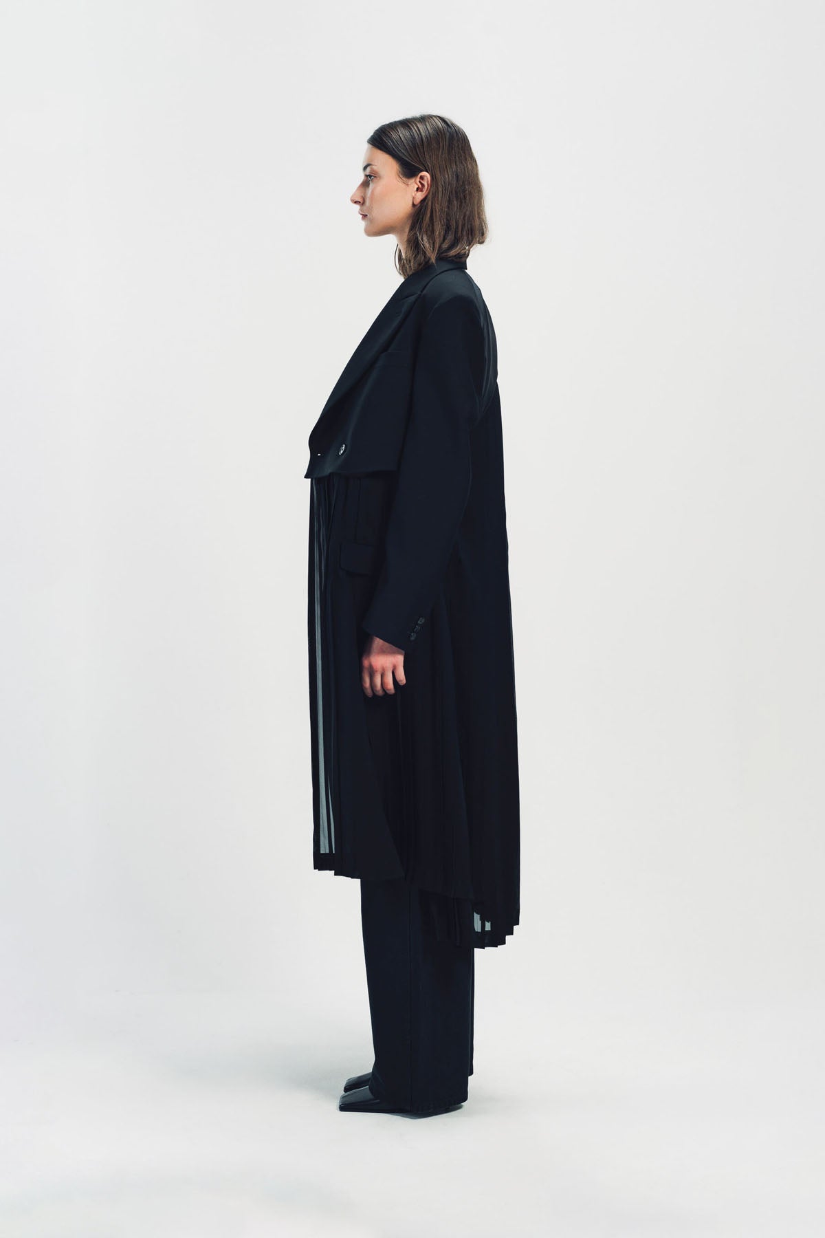 NOIR KEI NINOMIYA | MOHAIR X POLY PLEATED COAT