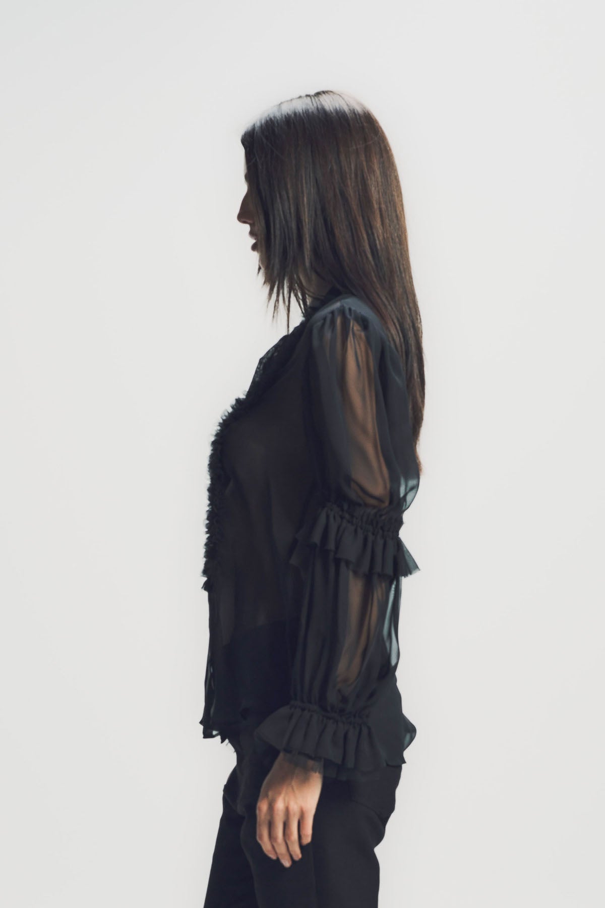 NOIR KEI NINOMIYA | POLY GEORGETTE RUFFLE SHIRT