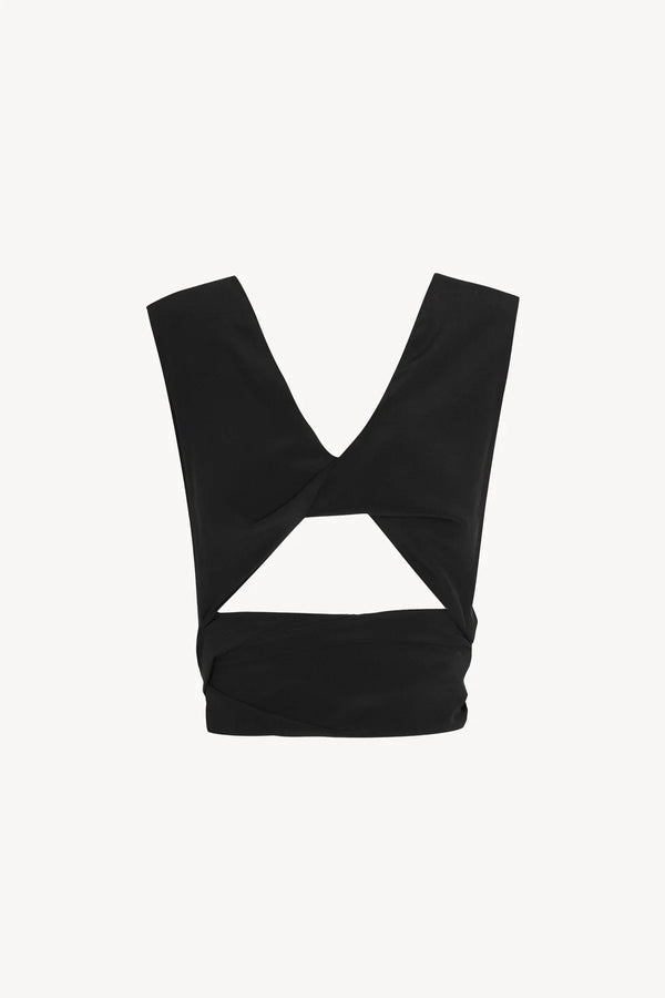 Cortana | Tunez, Black Silk Crossover Crop Top