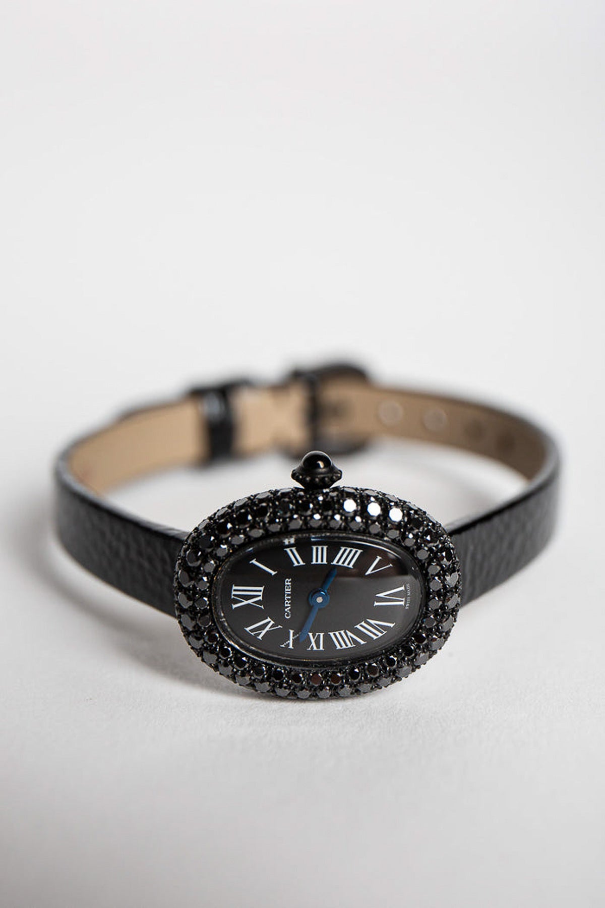 CARTIER | BAIGNOIRE WATCH WITH BLACK DIAMOND BEZEL