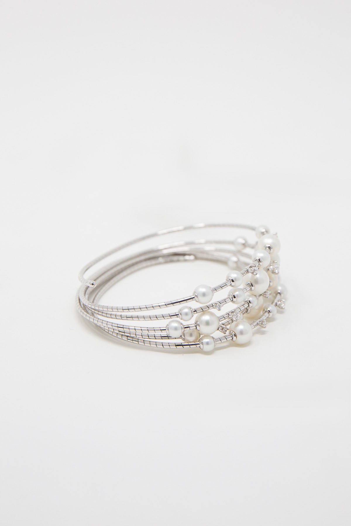 MATTIA CIELO | 18K WHITE GOLD & TITANIUM DIAMOND & PEARL BRACELET