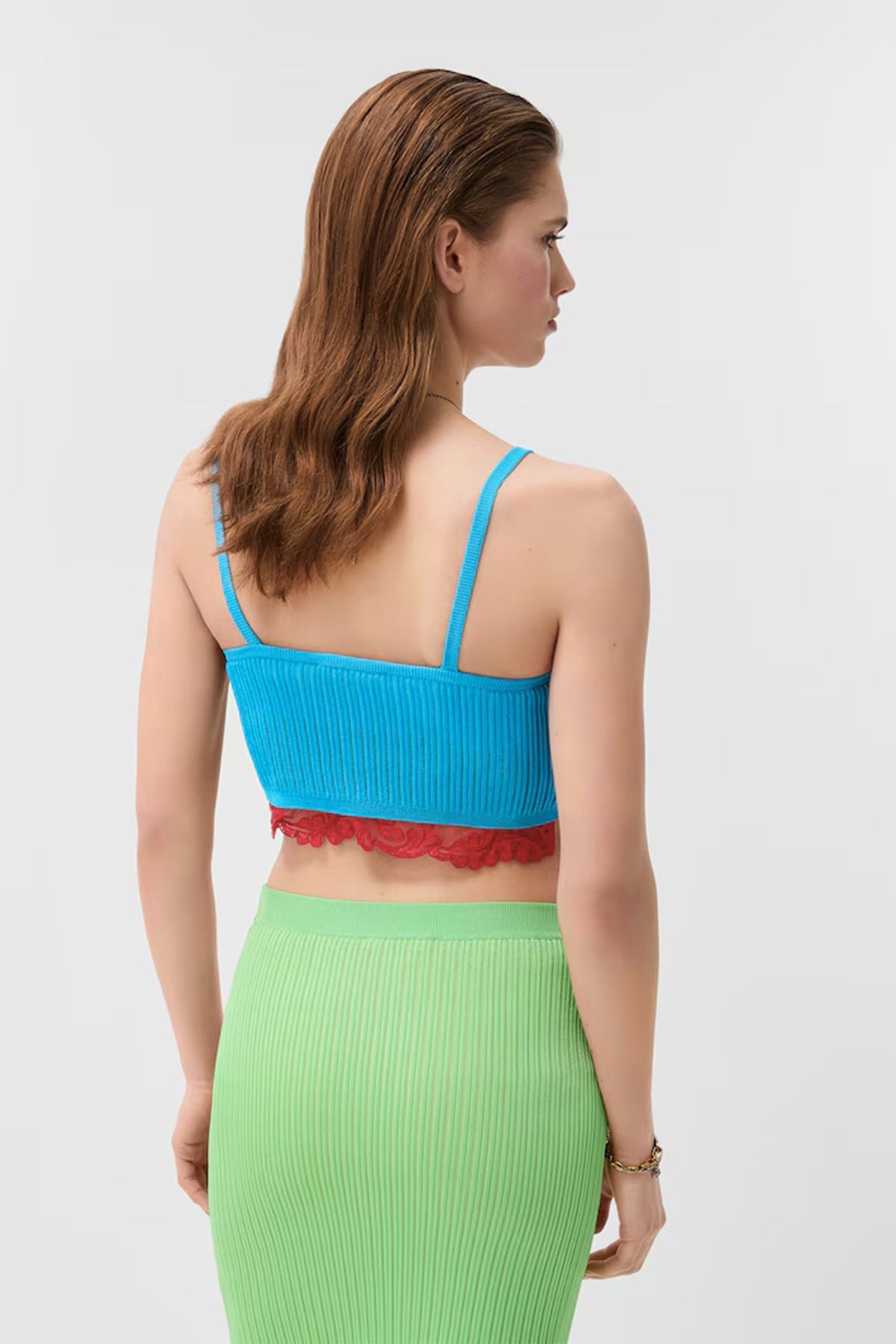 Versace | Lace-Trim Viscose-Blend Ribbed Knit Tank Top
