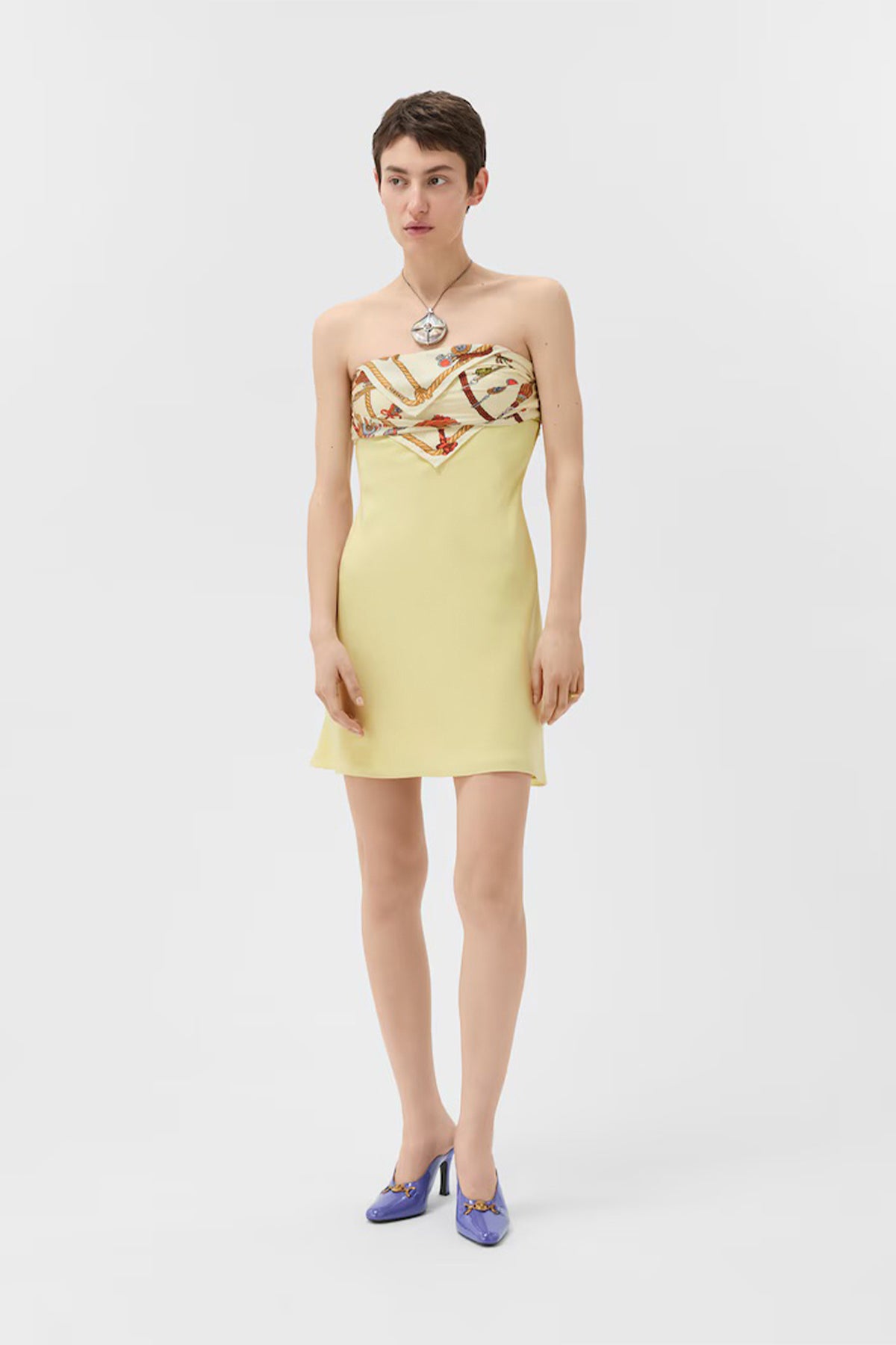 VERSACE | Silk Crepe Marocain Strapless Mini Dress