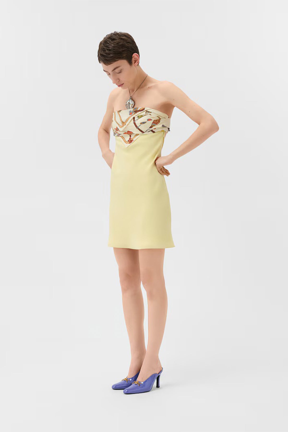 VERSACE | Silk Crepe Marocain Strapless Mini Dress