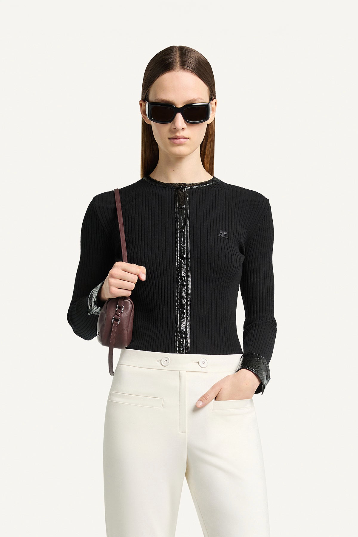 COURRÈGES | Contrast Rib Cardigan
