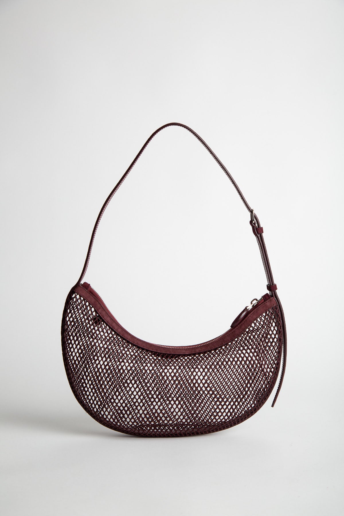 ALAÏA | One Piece Demi Lune Bag In Fishnet And Suede
