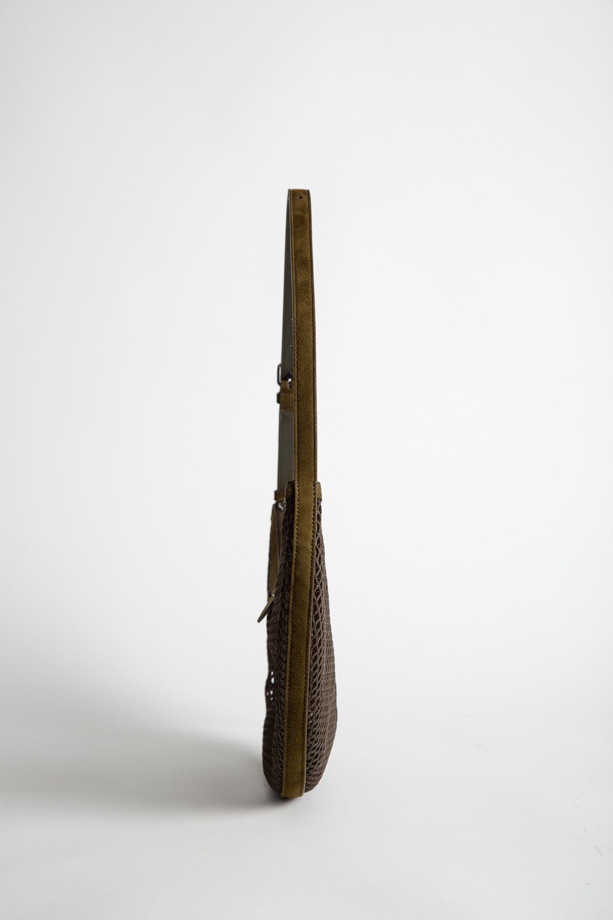ALAÏA | One Piece Demi Lune Bag In Fishnet And Suede
