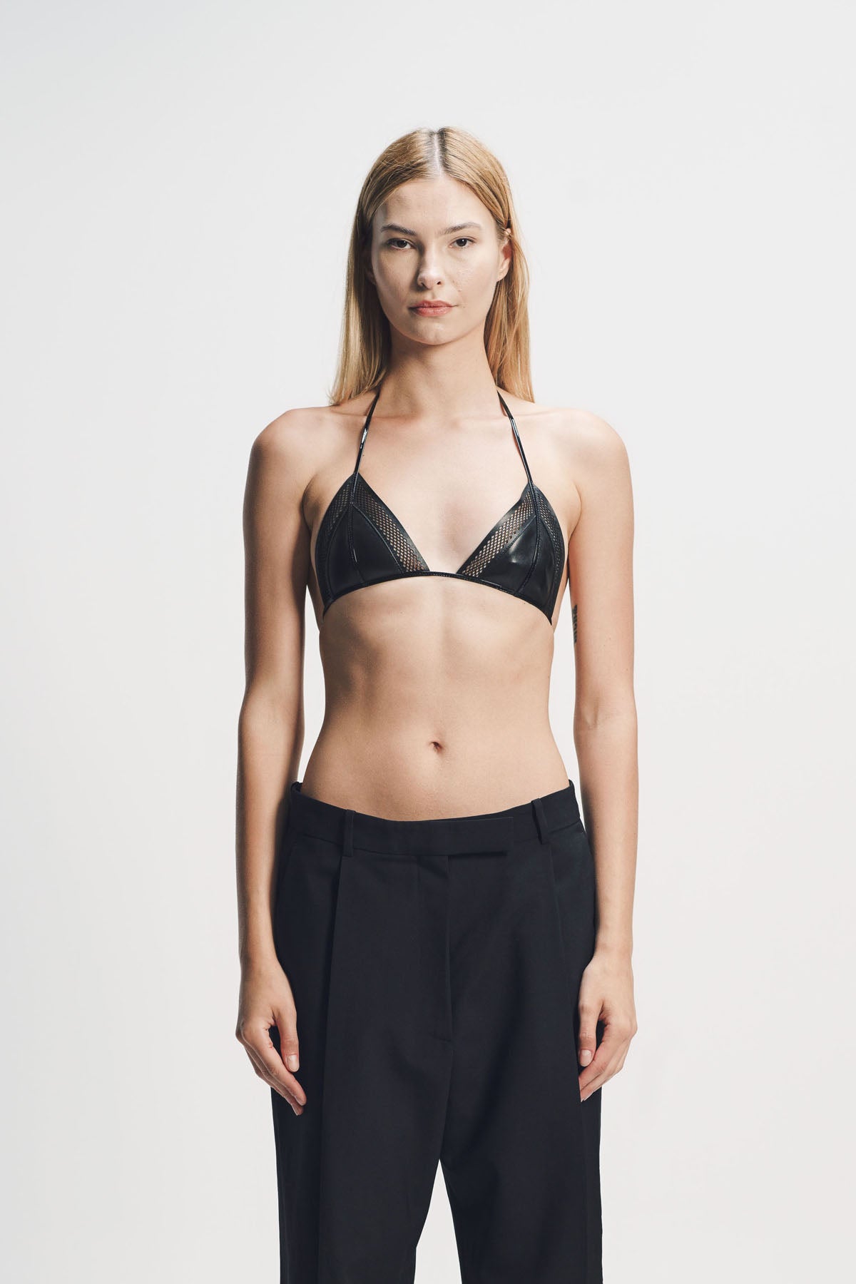 Tom Ford | Leather and Fine Mesh Triangle Bra