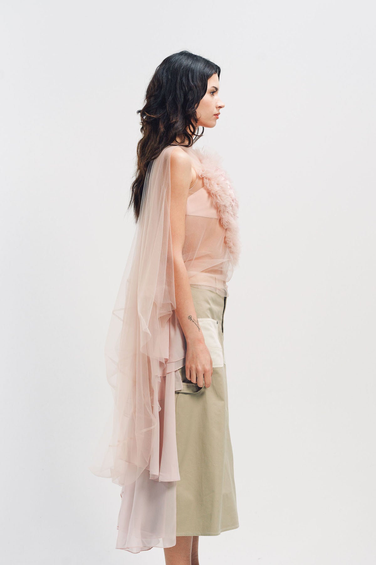 CAROLINE HU | RUFFLE TULLE TOP