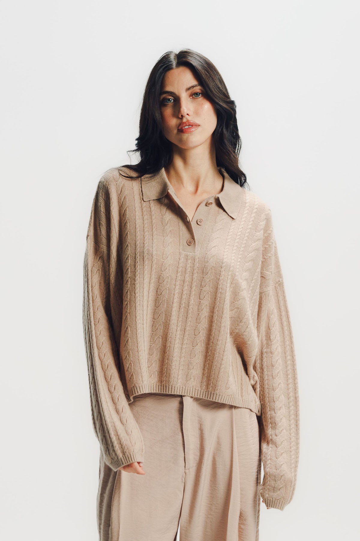Sablyn | Elsie Relaxed Ls Cashmere Polo Sweater