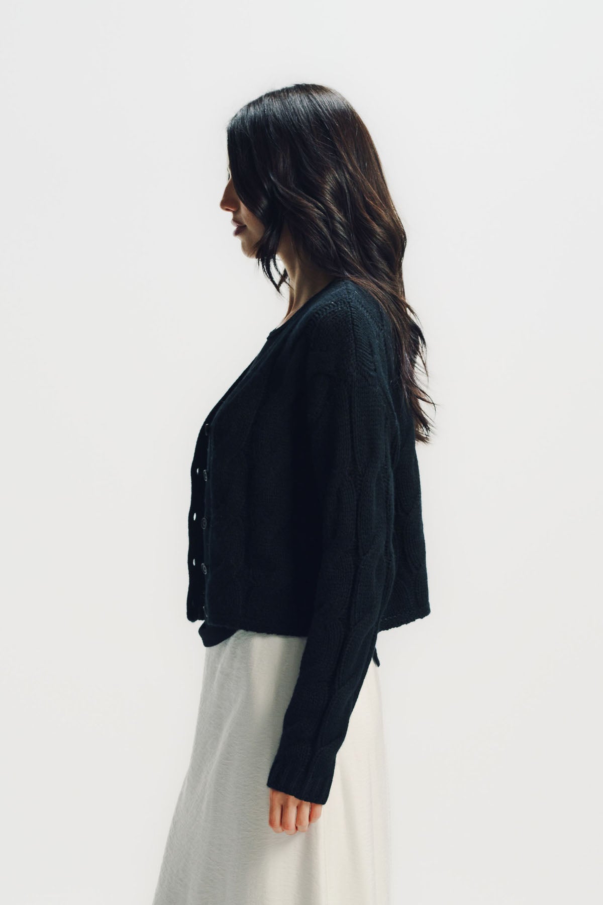 Sablyn | Jolie V-neck Cropped Cable Cashmere Cardigan