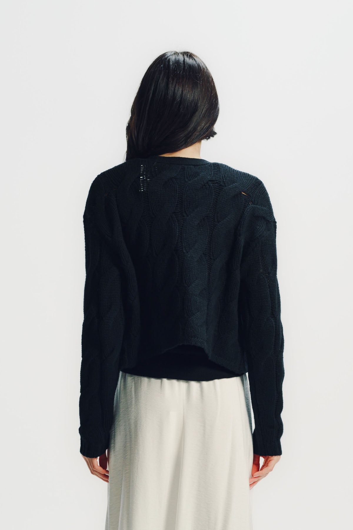 Sablyn | Jolie V-neck Cropped Cable Cashmere Cardigan