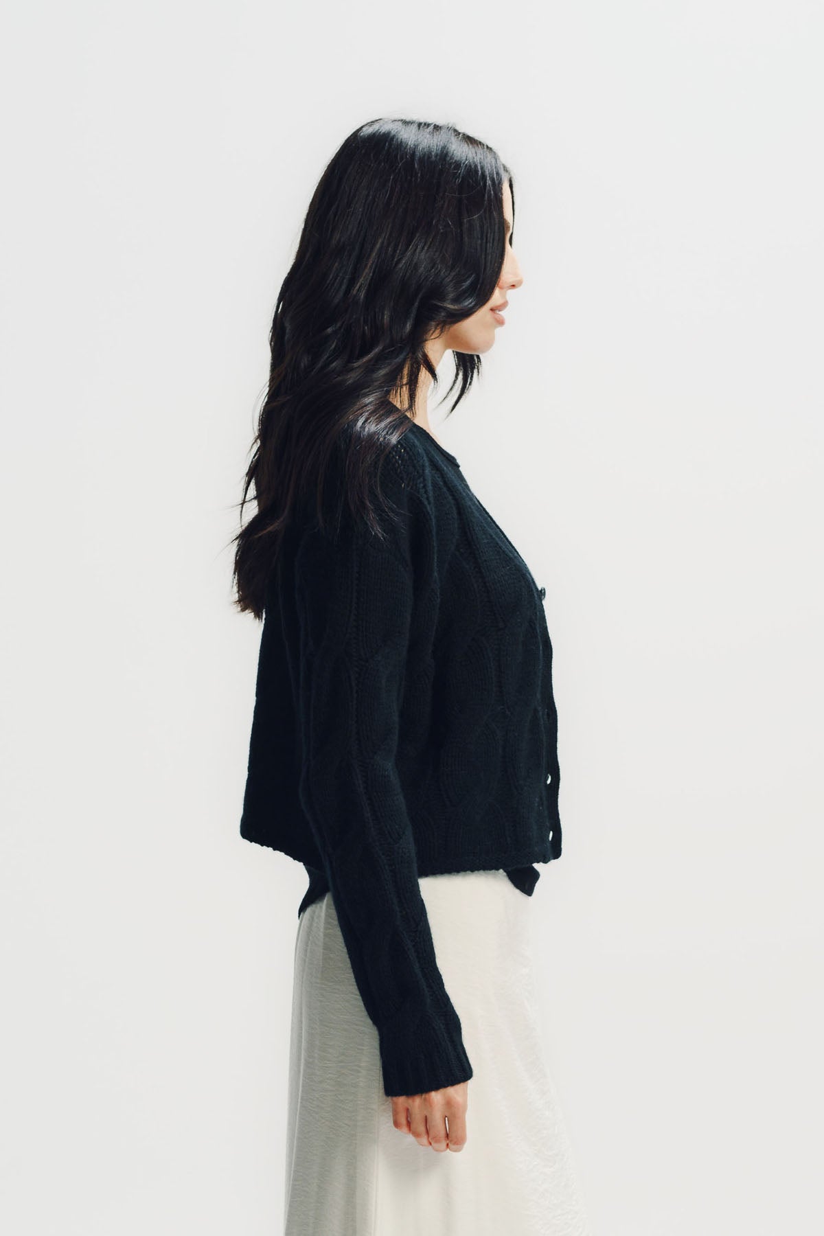 Sablyn | Jolie V-neck Cropped Cable Cashmere Cardigan