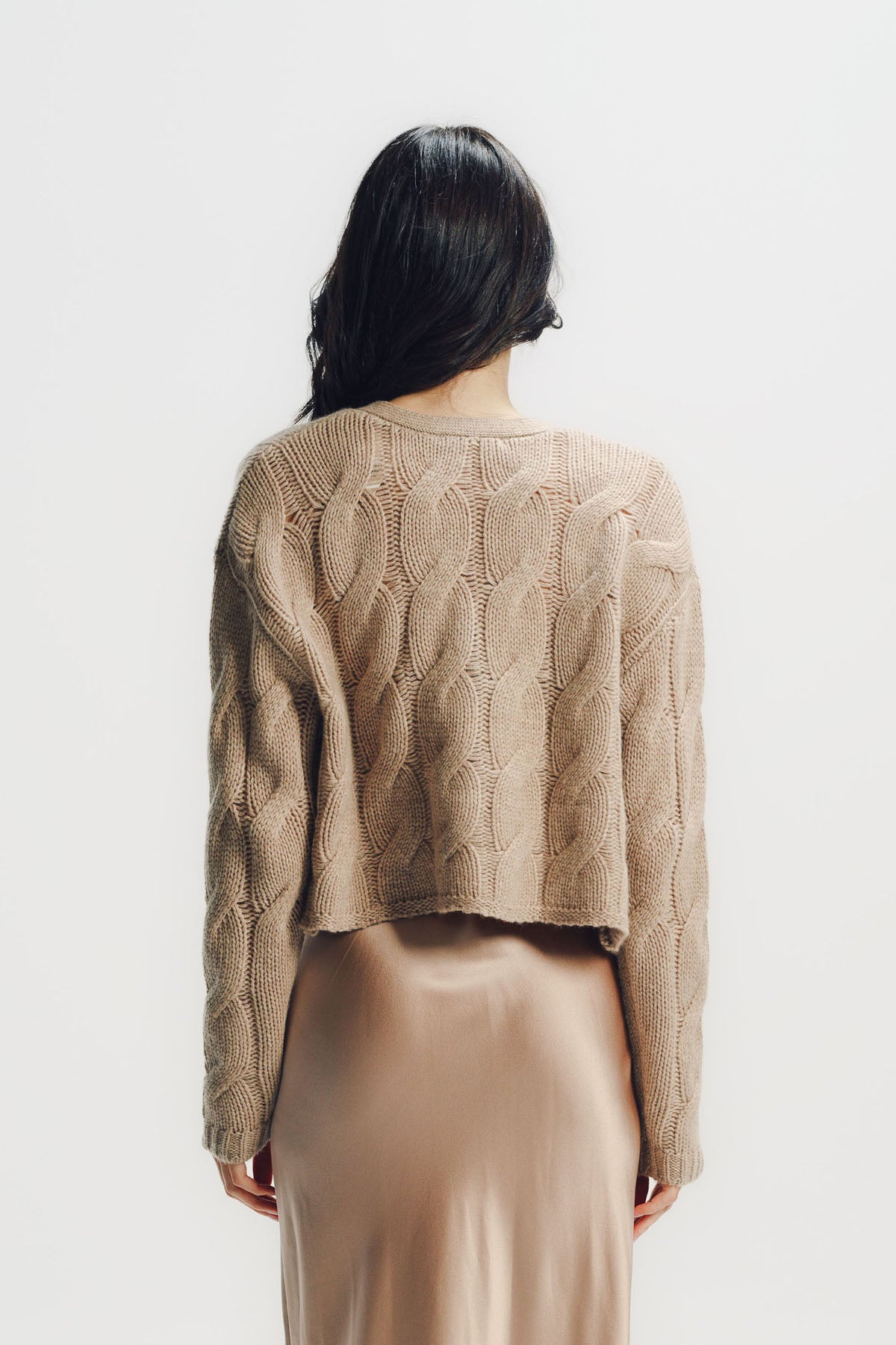 Sablyn | Jolie V-neck Cropped Cable Cashmere Cardigan
