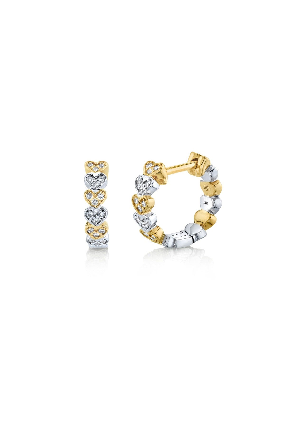 Sydney Evan | Yellow Gold Tiny Heart Huggie Earrings