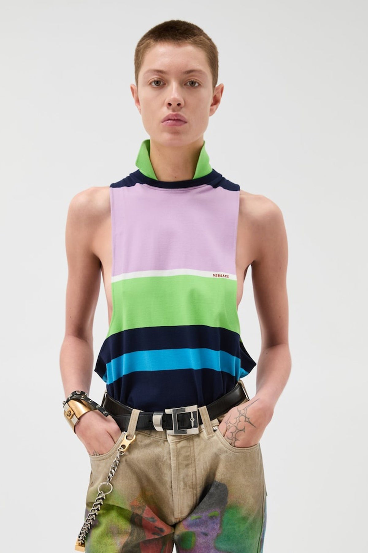 VERSACE | STRIPED TANK TOP