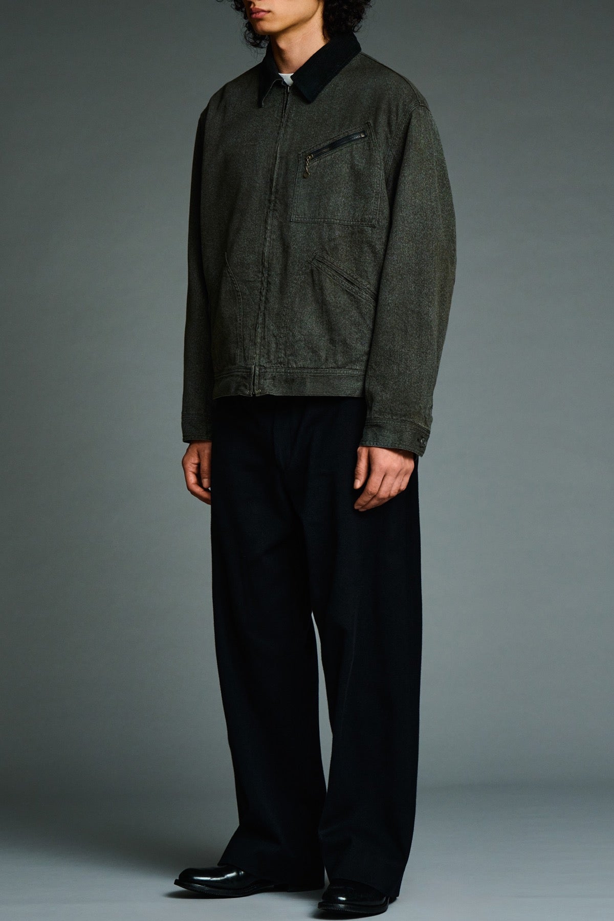ジャケット・アウター A PRESSE 26ss Black Chambray Work Jacket A.presse | Vintage Black Chambray Work Jacket