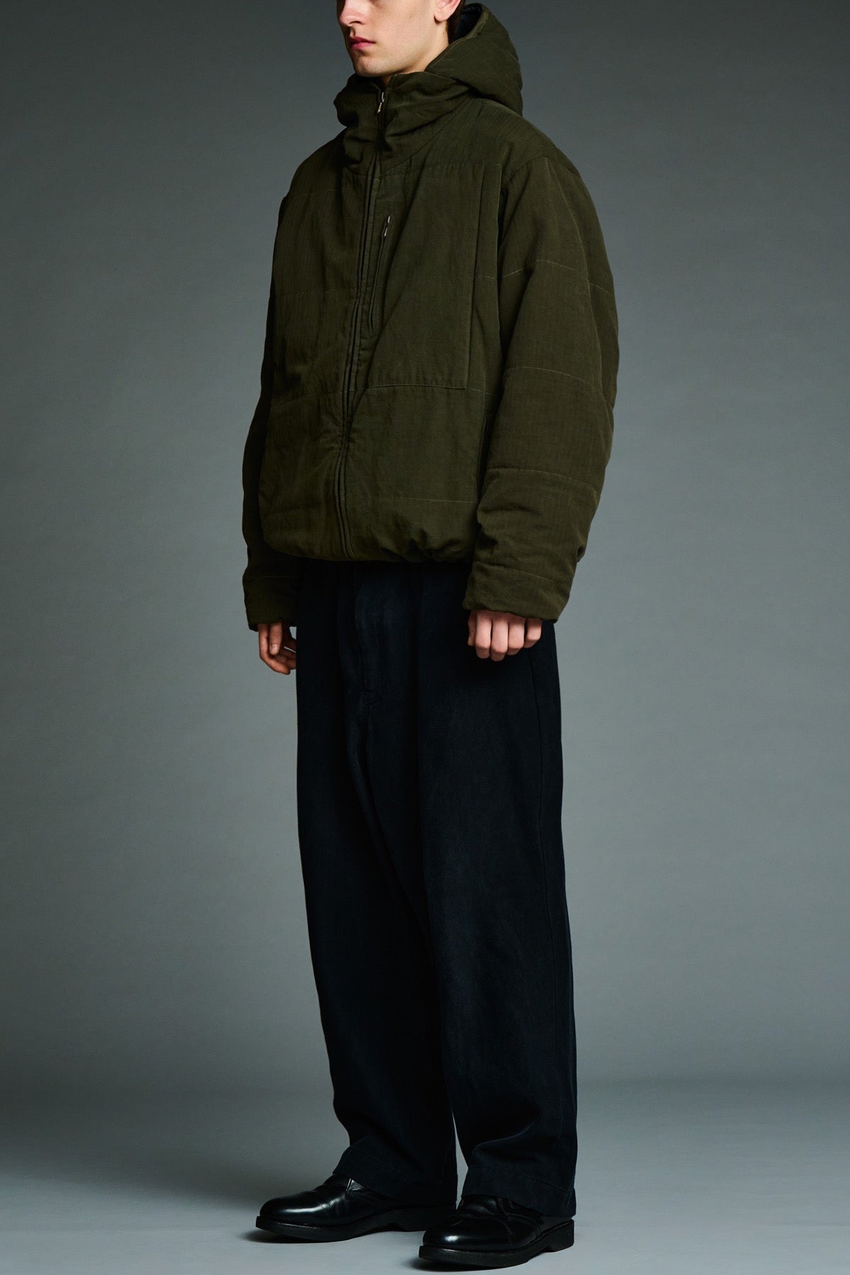A.presse | Washed Cotton Silk Linen Padded Jacket