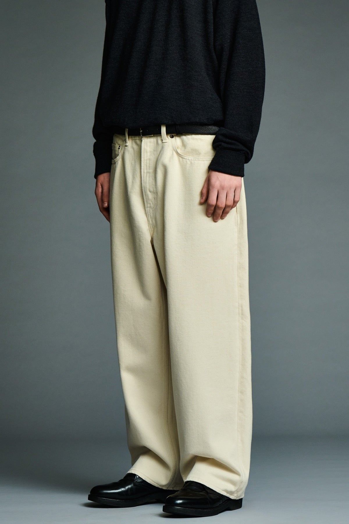 A.presse | Cotton Silk Washed Wide Denim Pant