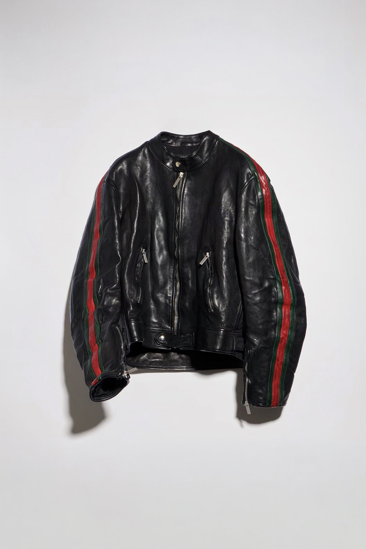 GUCCI | Buffalo leather biker jacket with Web