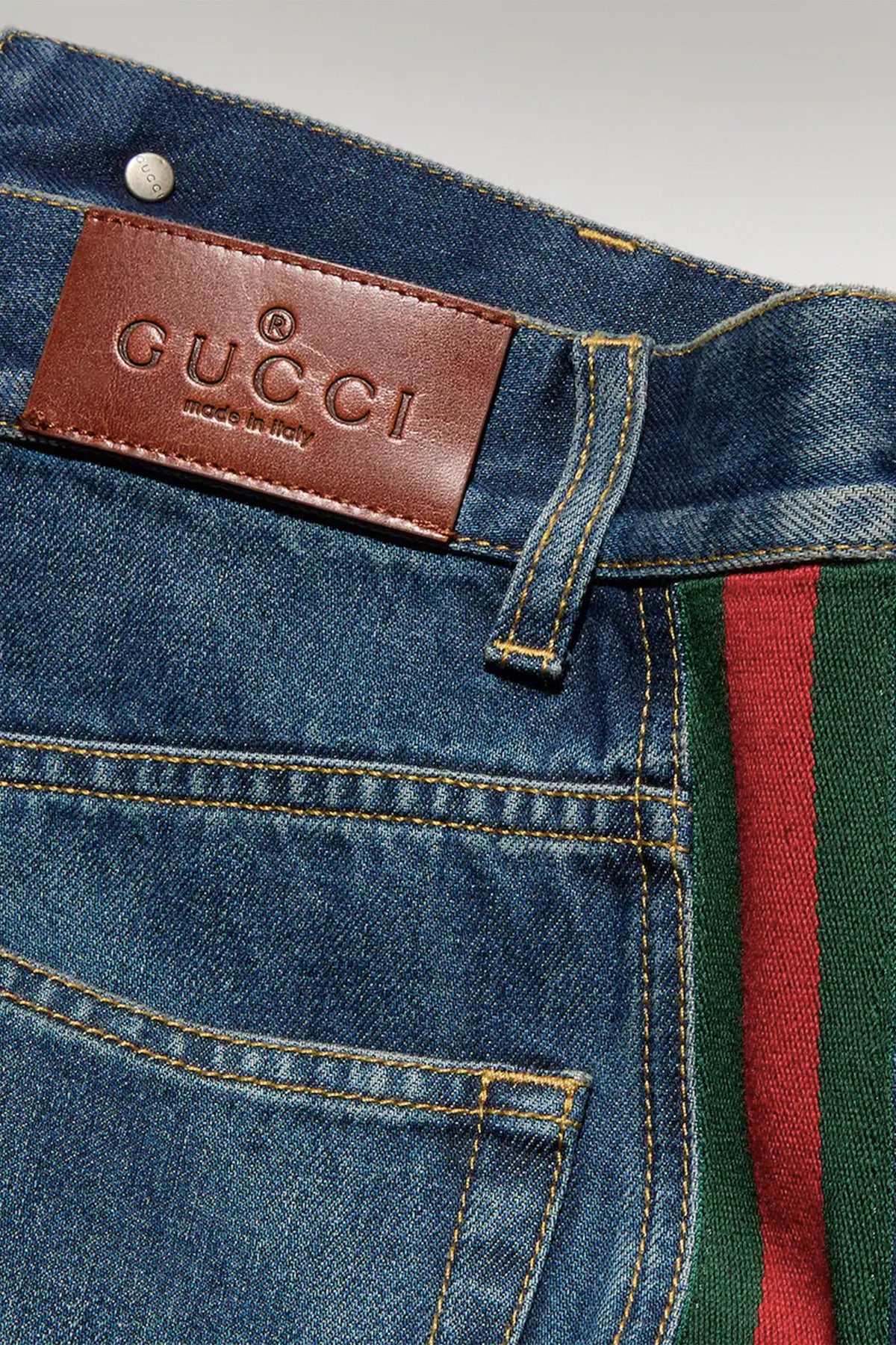 GUCCI | Cotton denim pants with Web insert