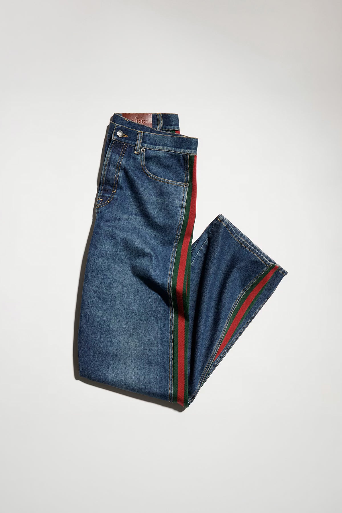 GUCCI | Cotton denim pants with Web insert